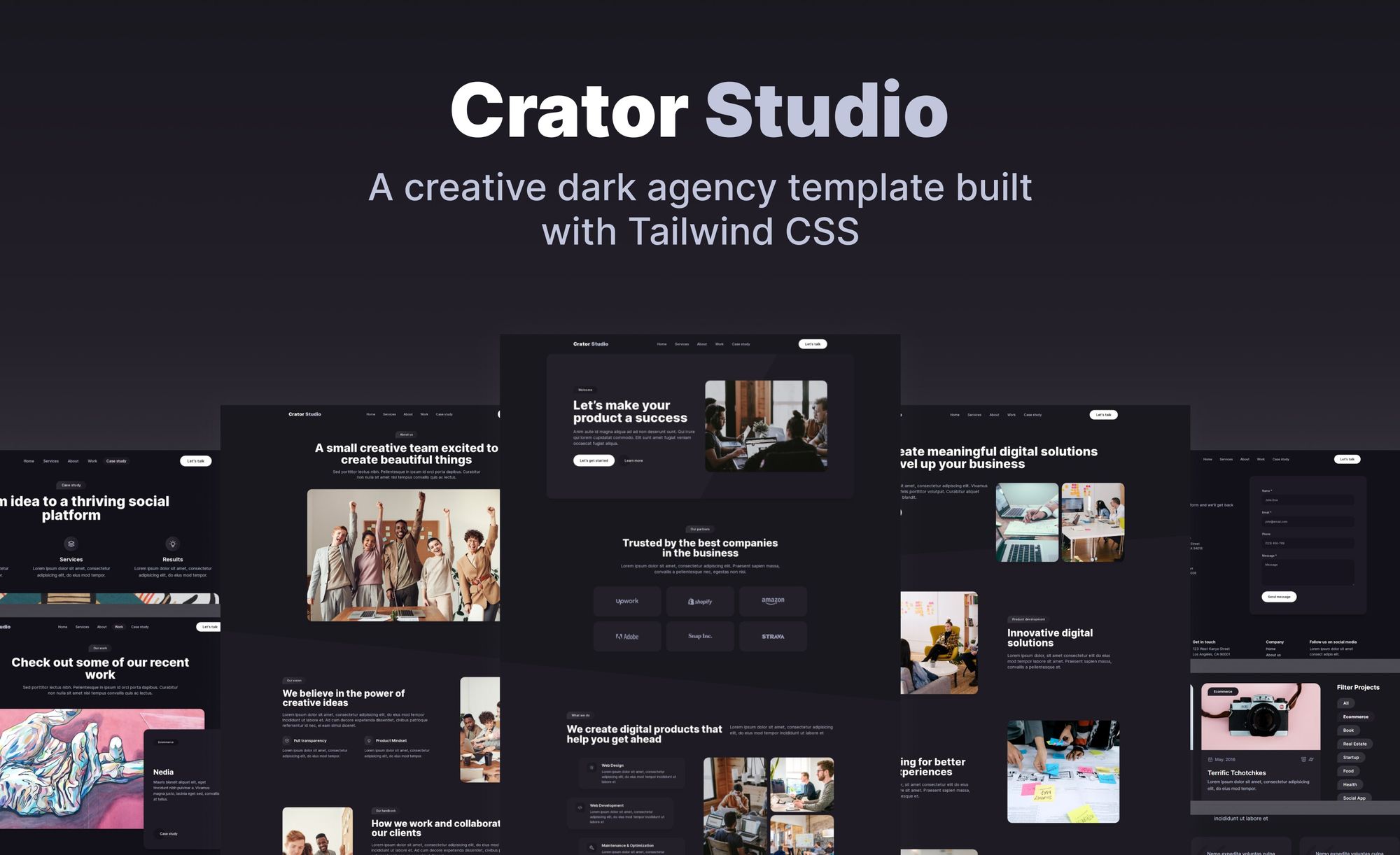 crator studio template tailwind