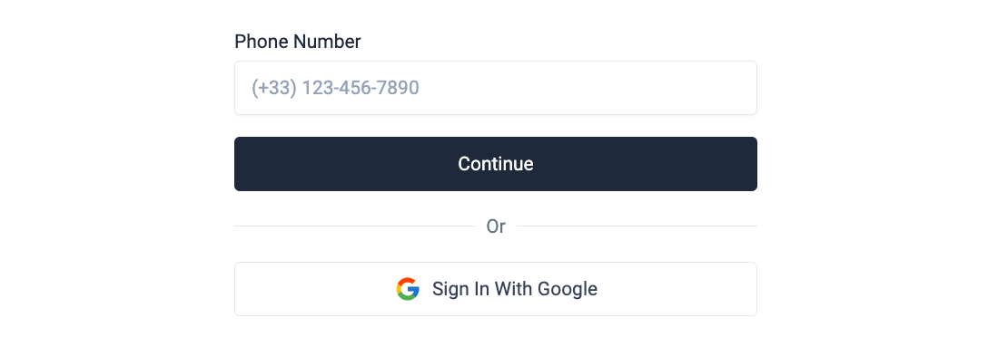 tailwind Phone Input with Authentification Form