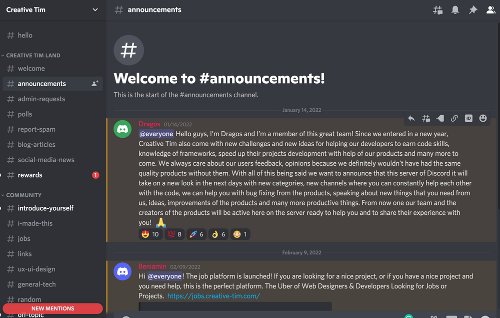 Creative Tim is on Discord