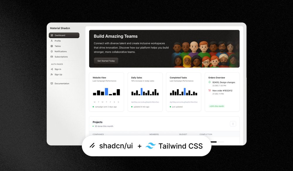 Introducing Material Dashboard Shadcn - A Free, Modern Admin Dashboard ...