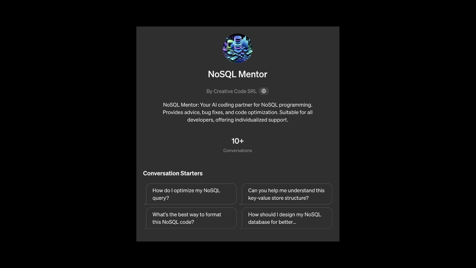 Nosql Tool Code Example 14 GPTs for Coding That You Need To Use Now