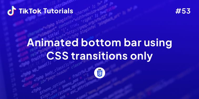 TikTok Tutorial #53- How to create an Animated bottom bar using CSS transitions only