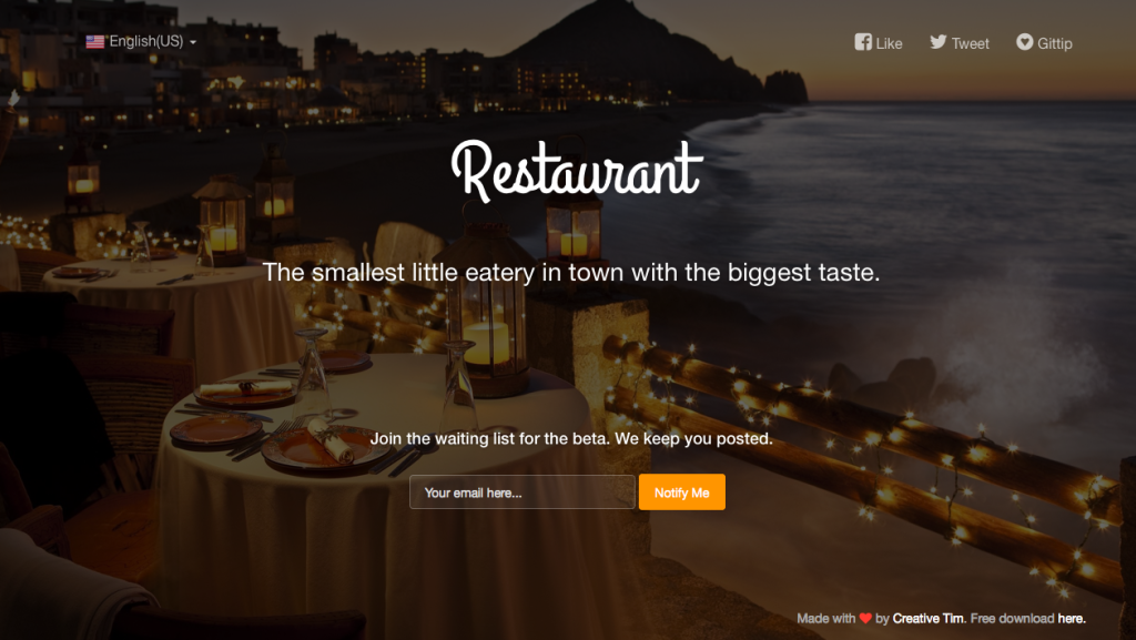 Coming Sssoon Page for Restaurant
