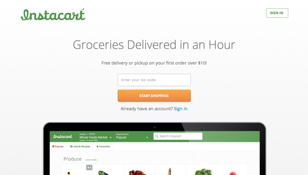 twitter bootstrap examples-instacart