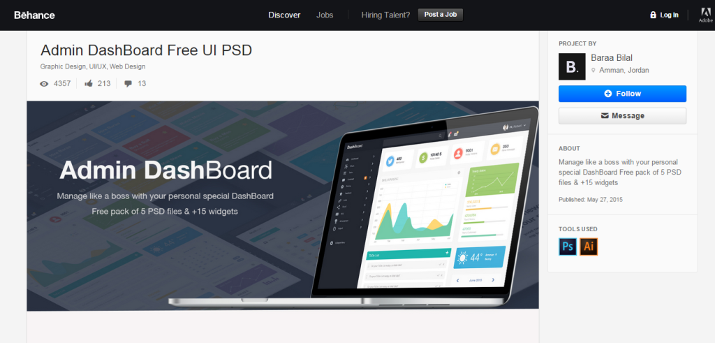  Dashboard Templates - Admin Dashboard Free UI PSD