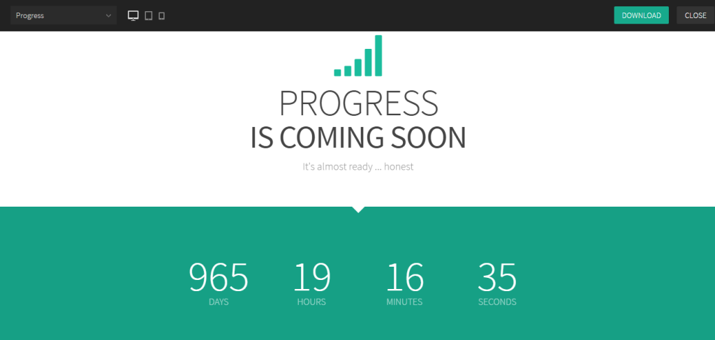 coming soon page - progress