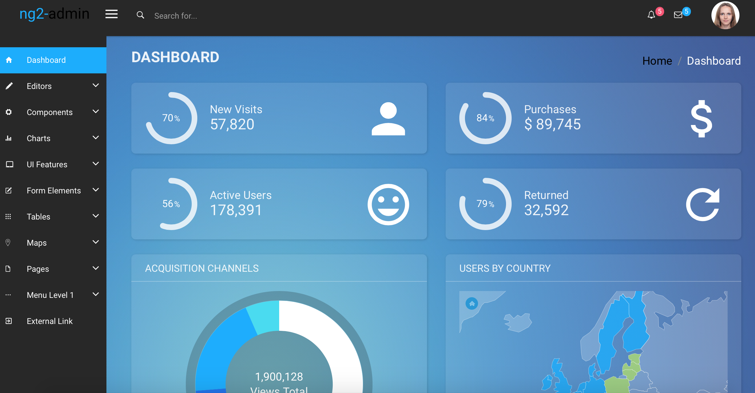 ng2 angular 2 admin templates