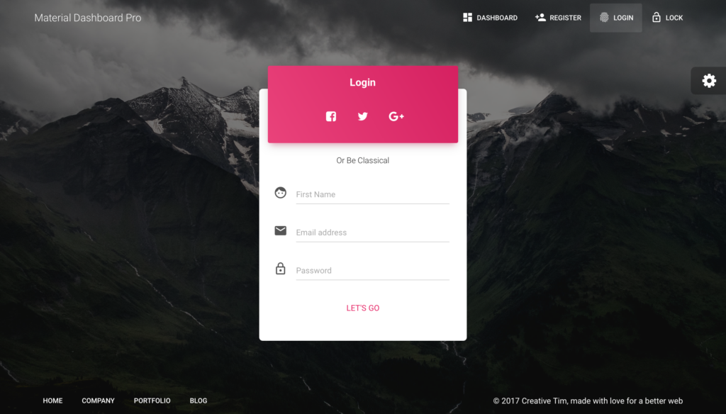 material dashboard