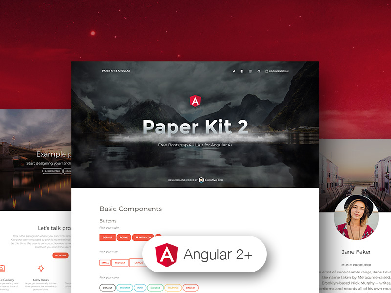 paper kit 2 angular-Bootstrap 4 UI Kit