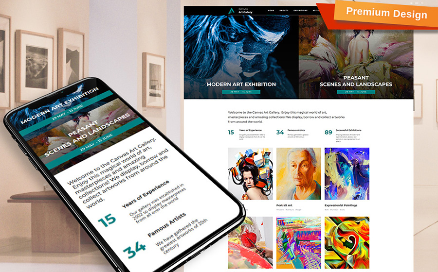 Canvas - Creative Art Gallery Moto CMS 3 Template