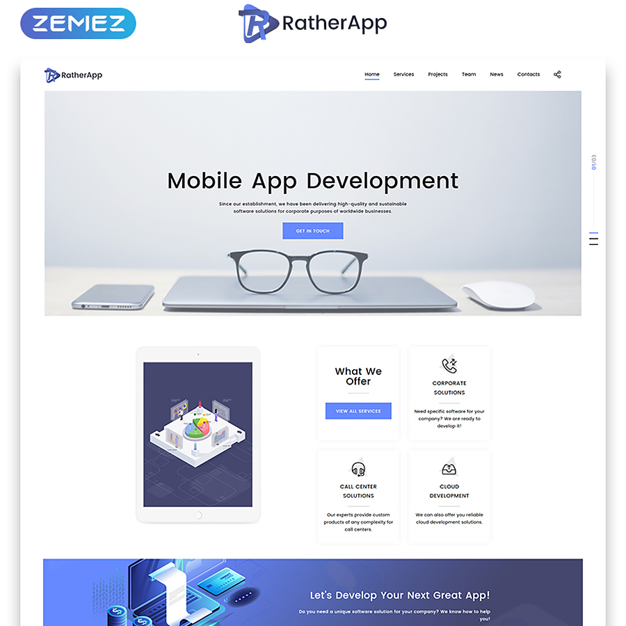 RatherApp Landing Page HTML Template