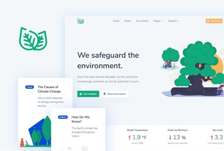 Leaf - Nonprofit Environmental Bootstrap 4 Template