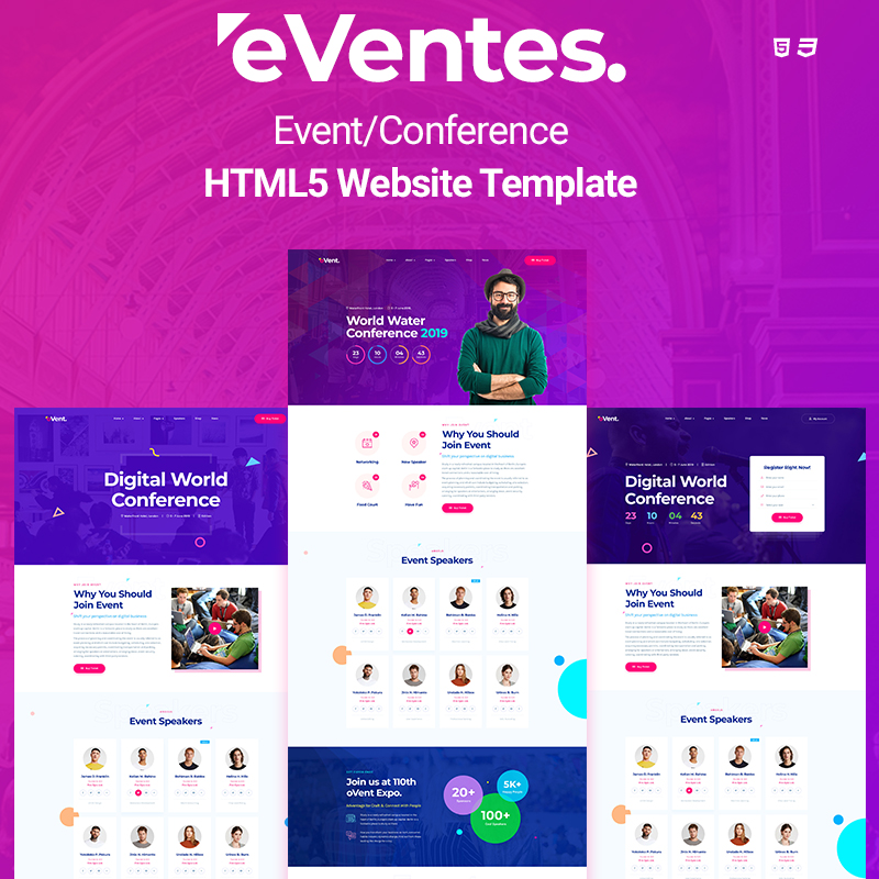 Eventes - Event Conference HTML5 Website Template