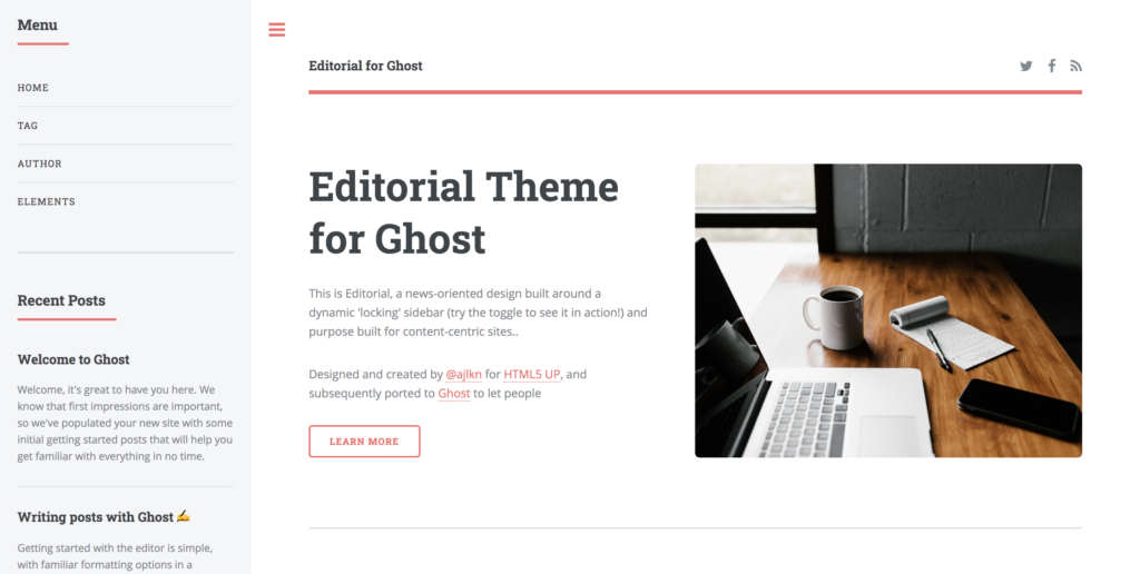 editorial ghost theme