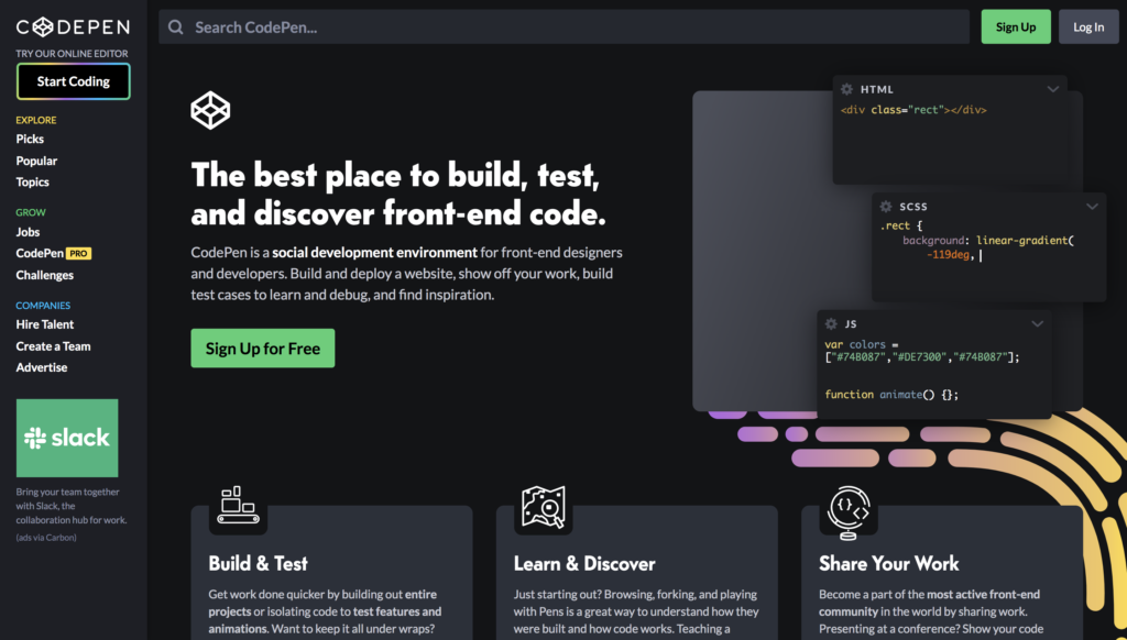 codepen code snippets