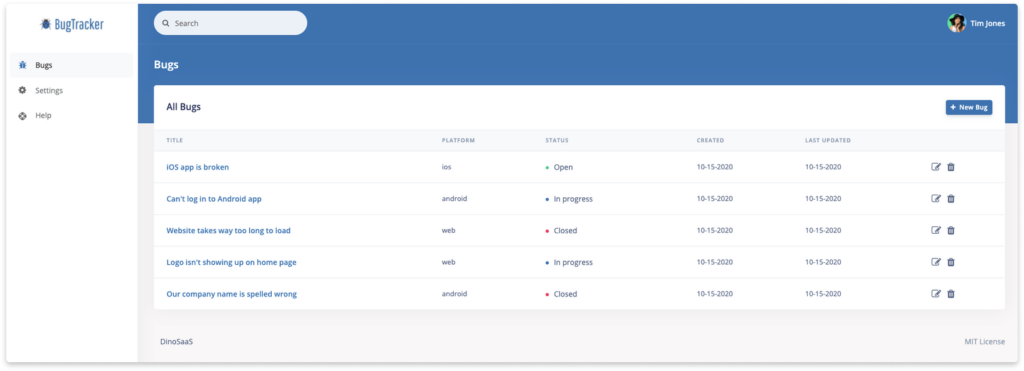 BugTracker built on Argon